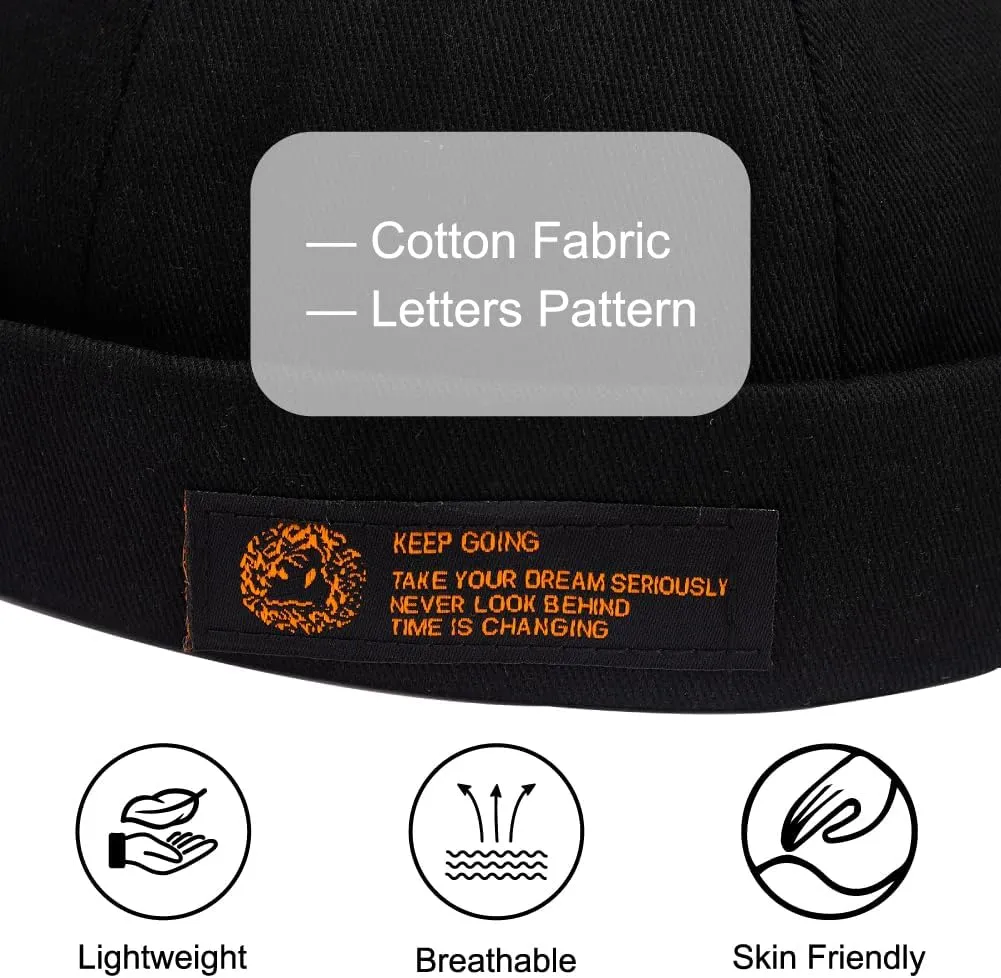 Brimless Hats for Men Brimless Caps, Rolled Cuff Retro Docker Hat for Womens with Adjustable Beanie Hat