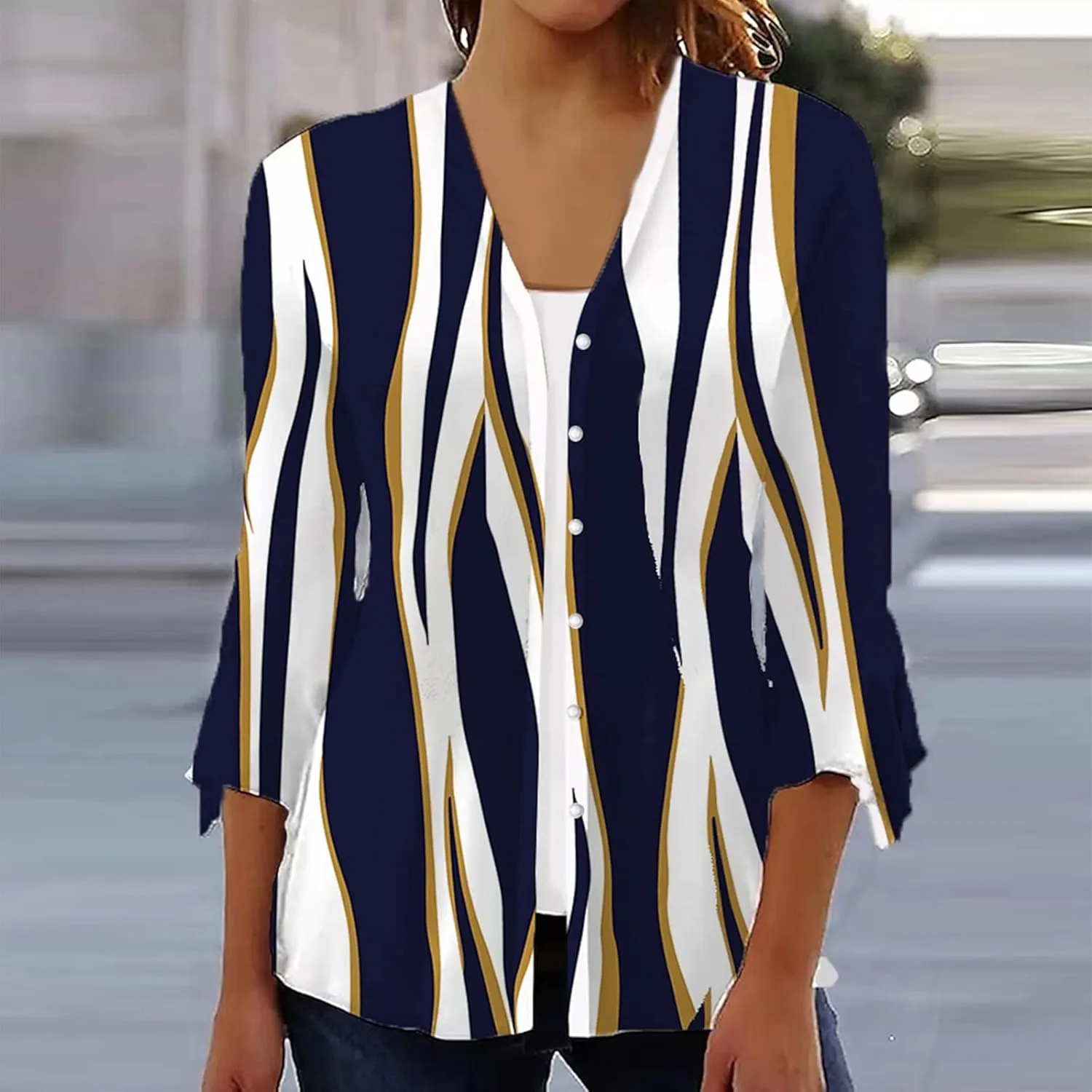 Cover Up for Women Kimonos Summer Swimsuit Ruffle Cardigan 2025 Floral 3/4 Length Sleeve Button Down Cover Up Boho Top