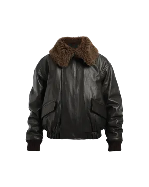 Leather Jacket With Shearling Collar