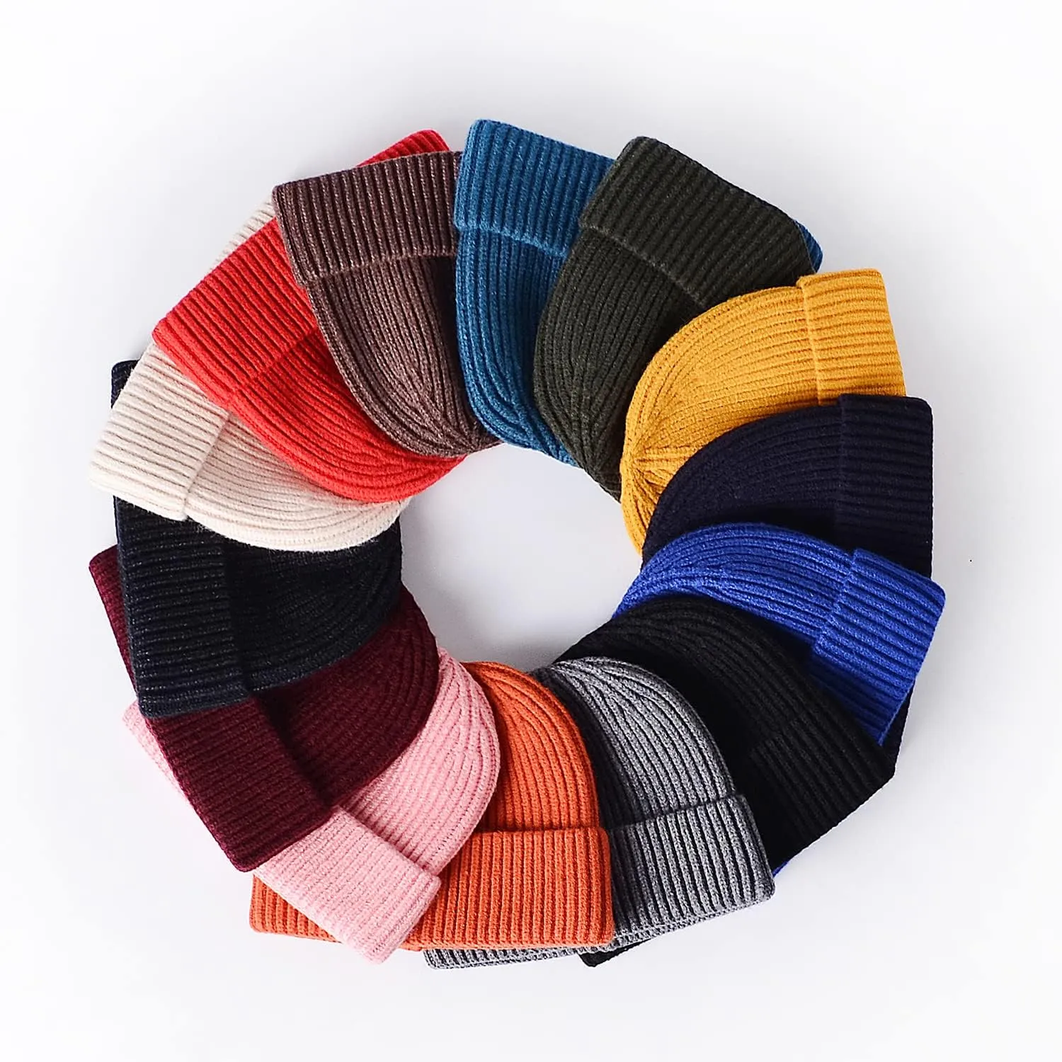 MAIAGO Fisherman Beanie for Men Women, Knit Cuff Beanie Cap Short Beanie Hat, Winter Warm Hats