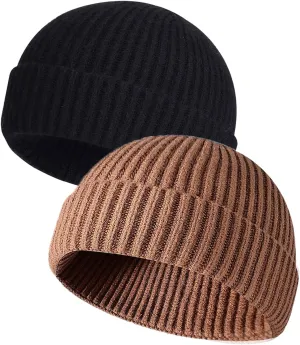 MAIAGO Fisherman Beanie for Men Women, Knit Cuff Beanie Cap Short Beanie Hat, Winter Warm Hats