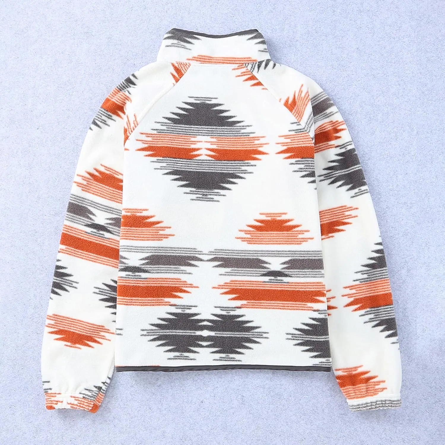 Maixang Women's Western Aztec Print Jacket Casual Fleece Long Sleeve Shacket Snap Button Shirt Jacket with Pockets