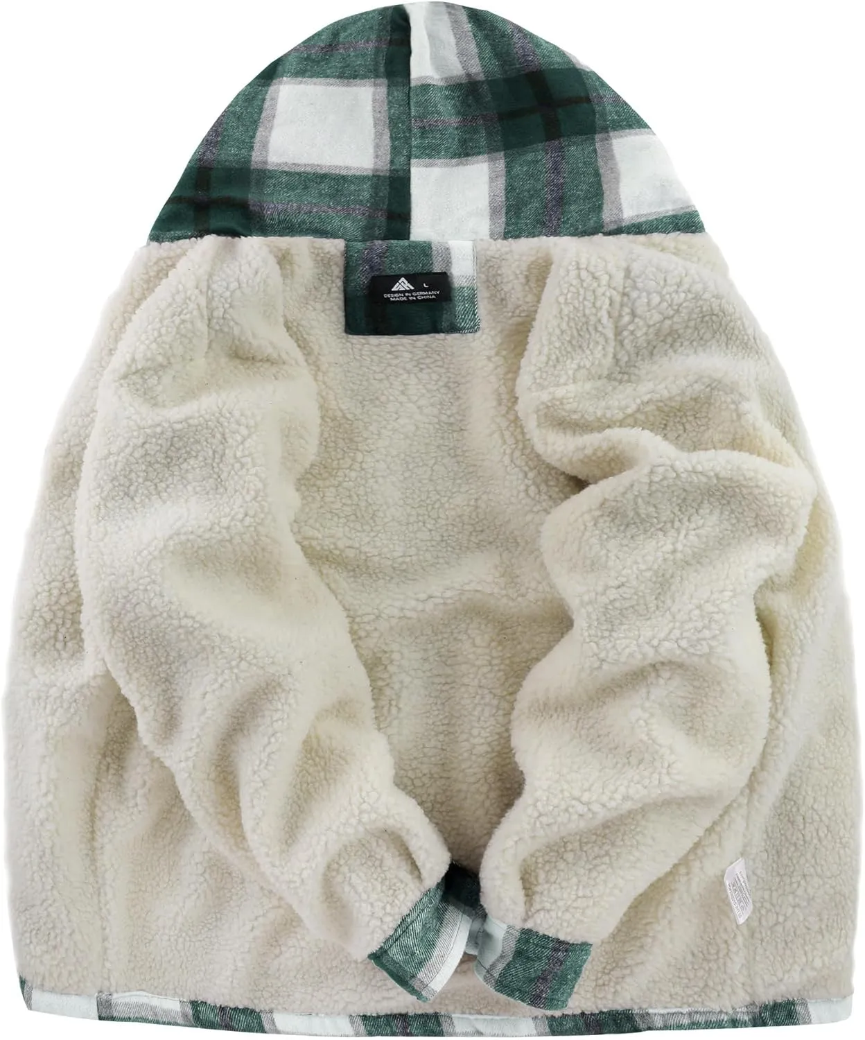 Mens Flannel Hoodie Jacket Fleece Lined Flannel Shirt Plaid Zip Up Sherpa Hooded Sweatshirt Warm Winter Coat