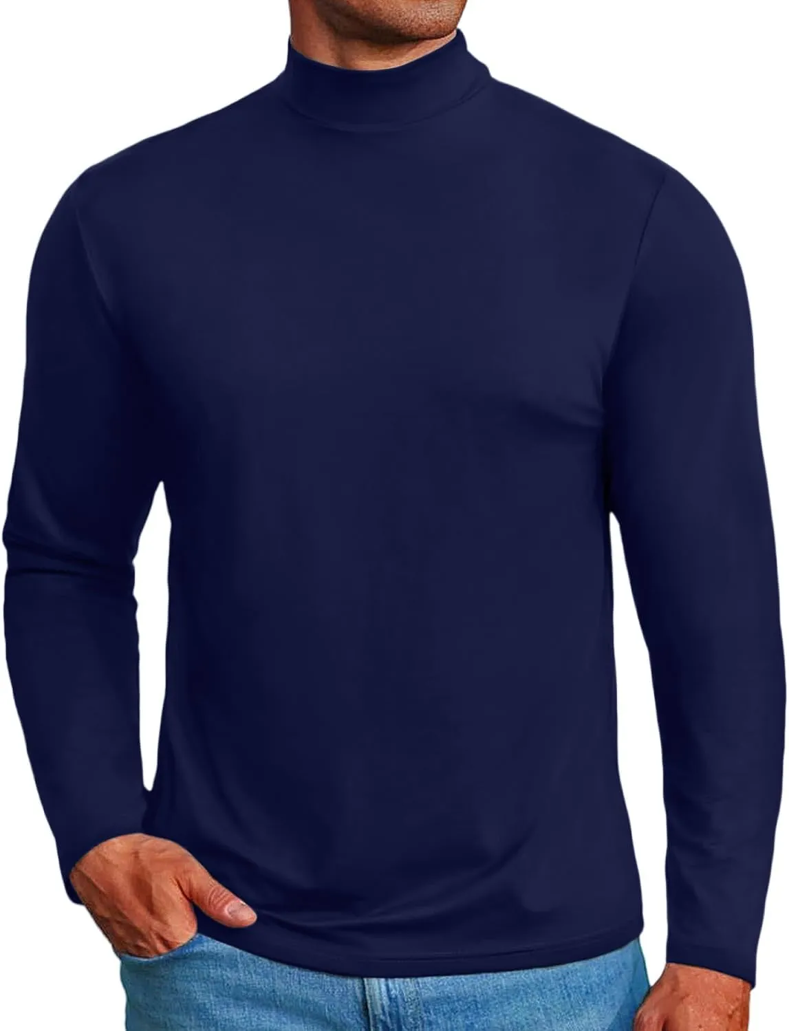 Mens Mock Turtleneck Sweaters Long Sleeve Shirts Slim Fit Turtle Neck Thermal Underwear Tops Knit Sweatshirts