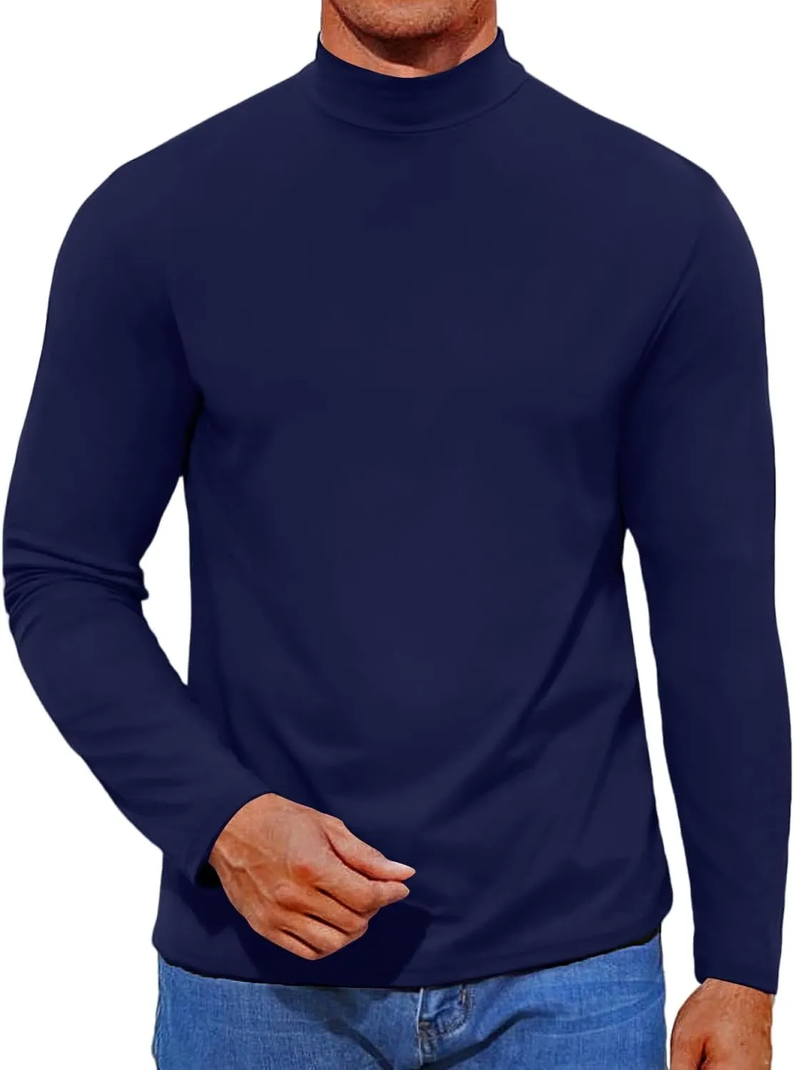 Mens Mock Turtleneck Sweaters Long Sleeve Shirts Slim Fit Turtle Neck Thermal Underwear Tops Knit Sweatshirts