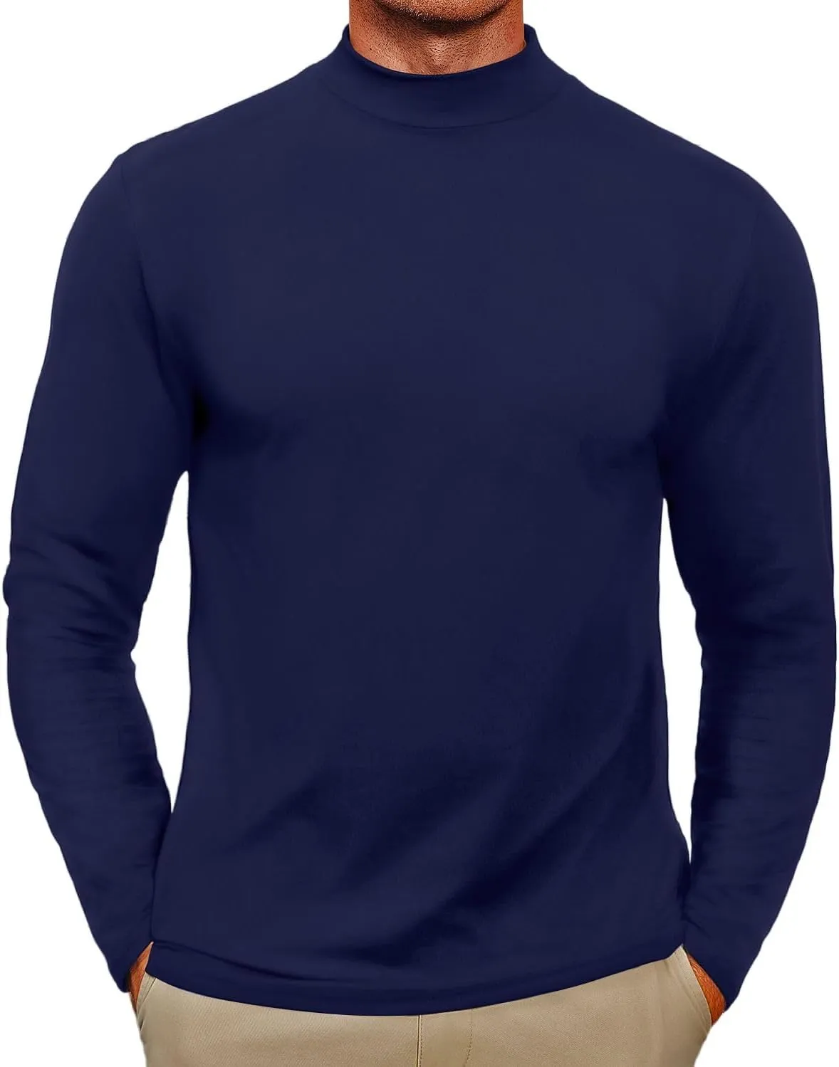 Mens Mock Turtleneck Sweaters Long Sleeve Shirts Slim Fit Turtle Neck Thermal Underwear Tops Knit Sweatshirts