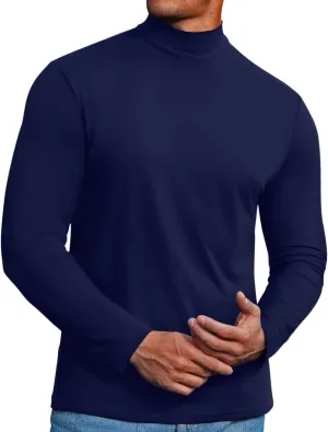 Mens Mock Turtleneck Sweaters Long Sleeve Shirts Slim Fit Turtle Neck Thermal Underwear Tops Knit Sweatshirts
