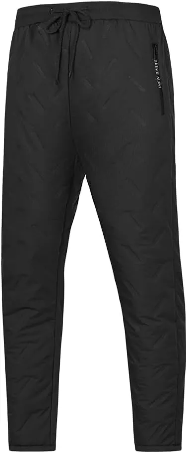Mens Warm Fleece Sweatpants Winter Joggers Pants Sherpa Lined Athletic Sweatpants with Zipper Pockets