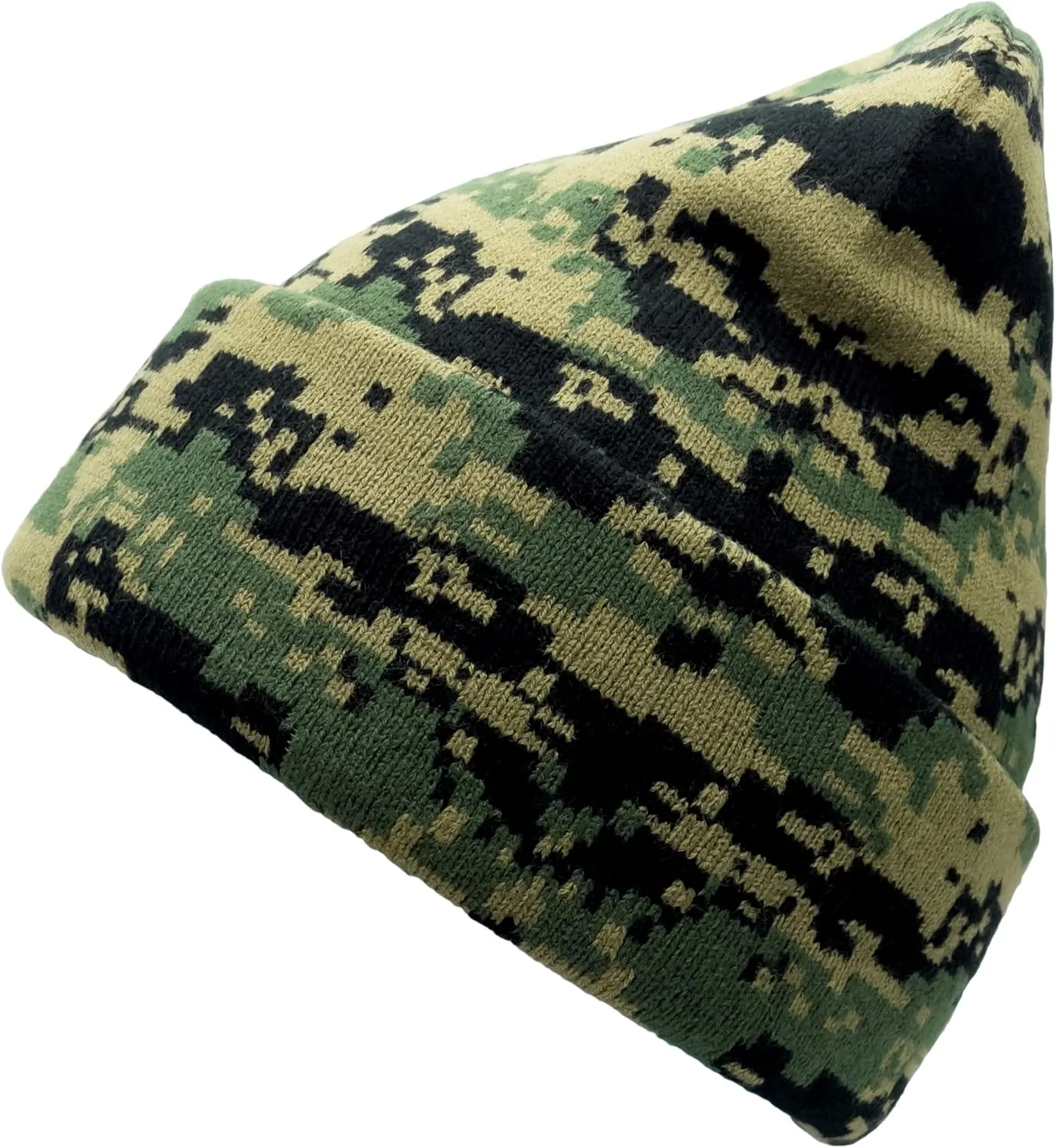 Unisex Knit Soft Warm Cuffed Beanie Hat Winter Camo Hats for Men Women