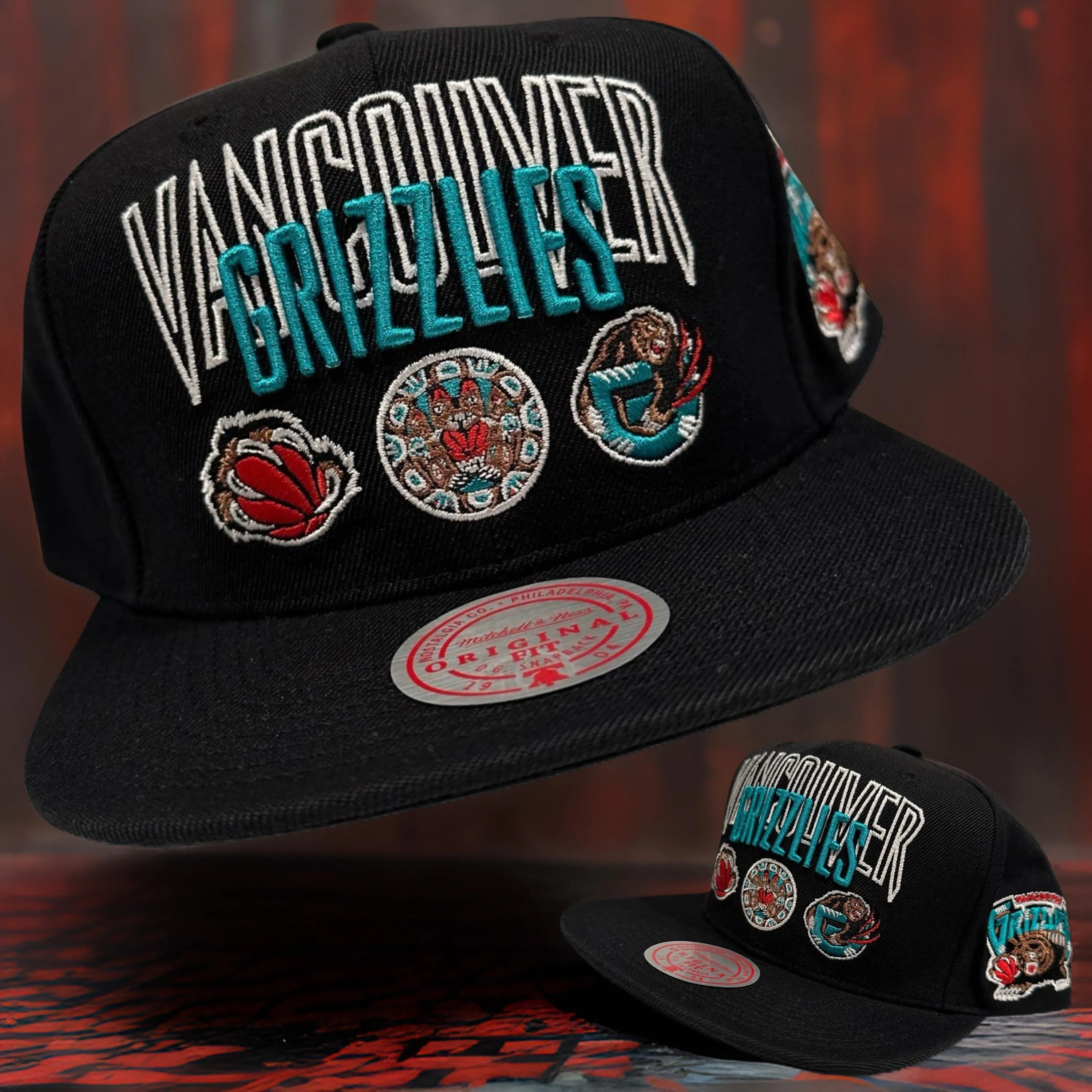 *Vancouver Grizzlies* snapback hats by Mitchell & Ness