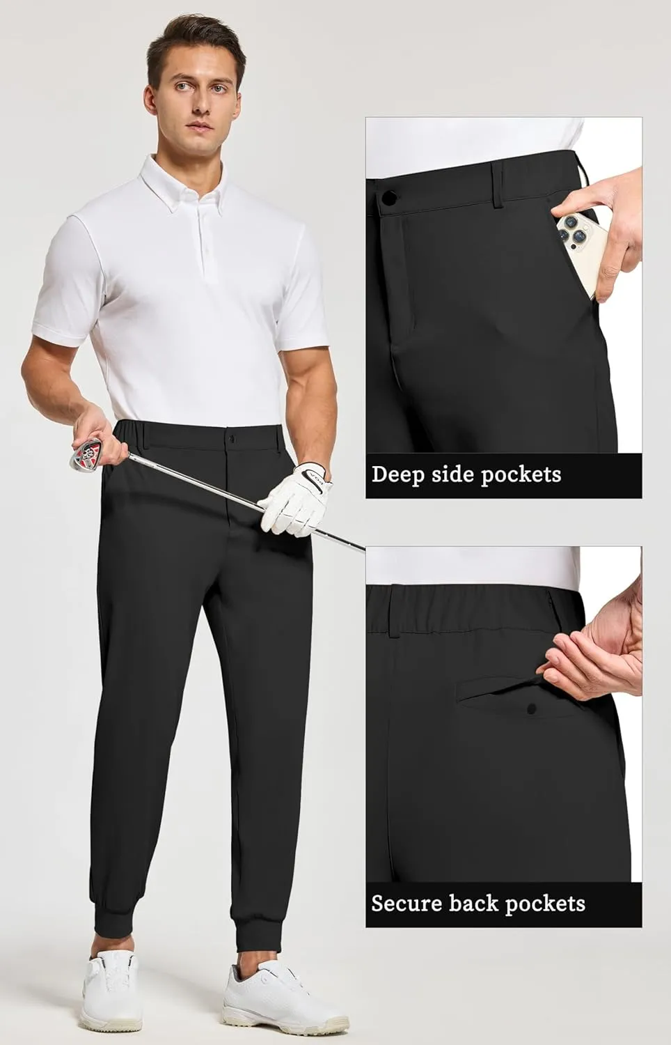 Willit Men's Golf Joggers Stretch Pants with 5 Pockets Slim Fit Sweatpants Work Dress Pants with Belt Loops