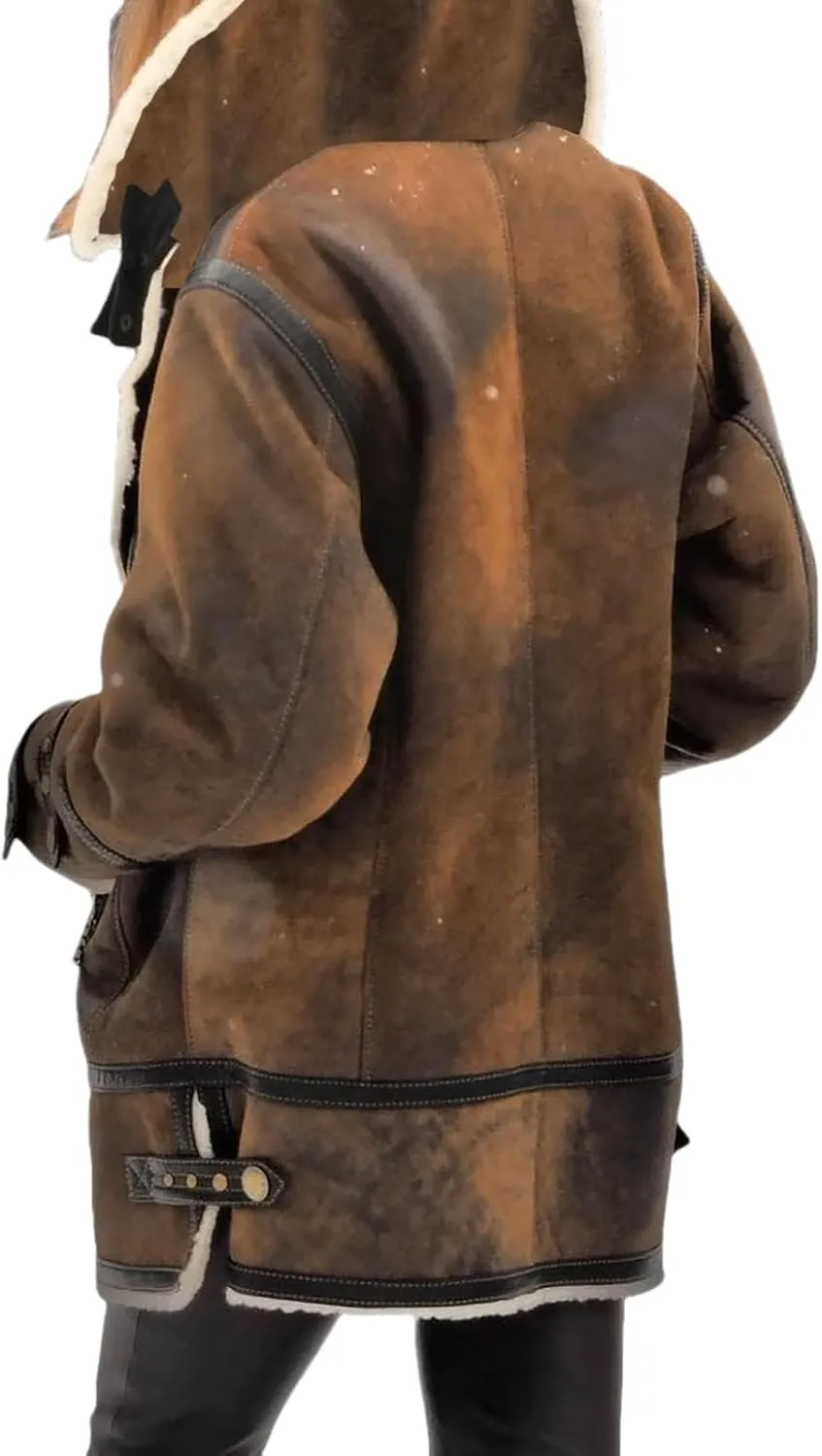 Womens Sherpa Lined Jacket Faux Leather Suede Jacket Casual Zip Up Winter Coat Moto Jacket Plus Size Warm Coat